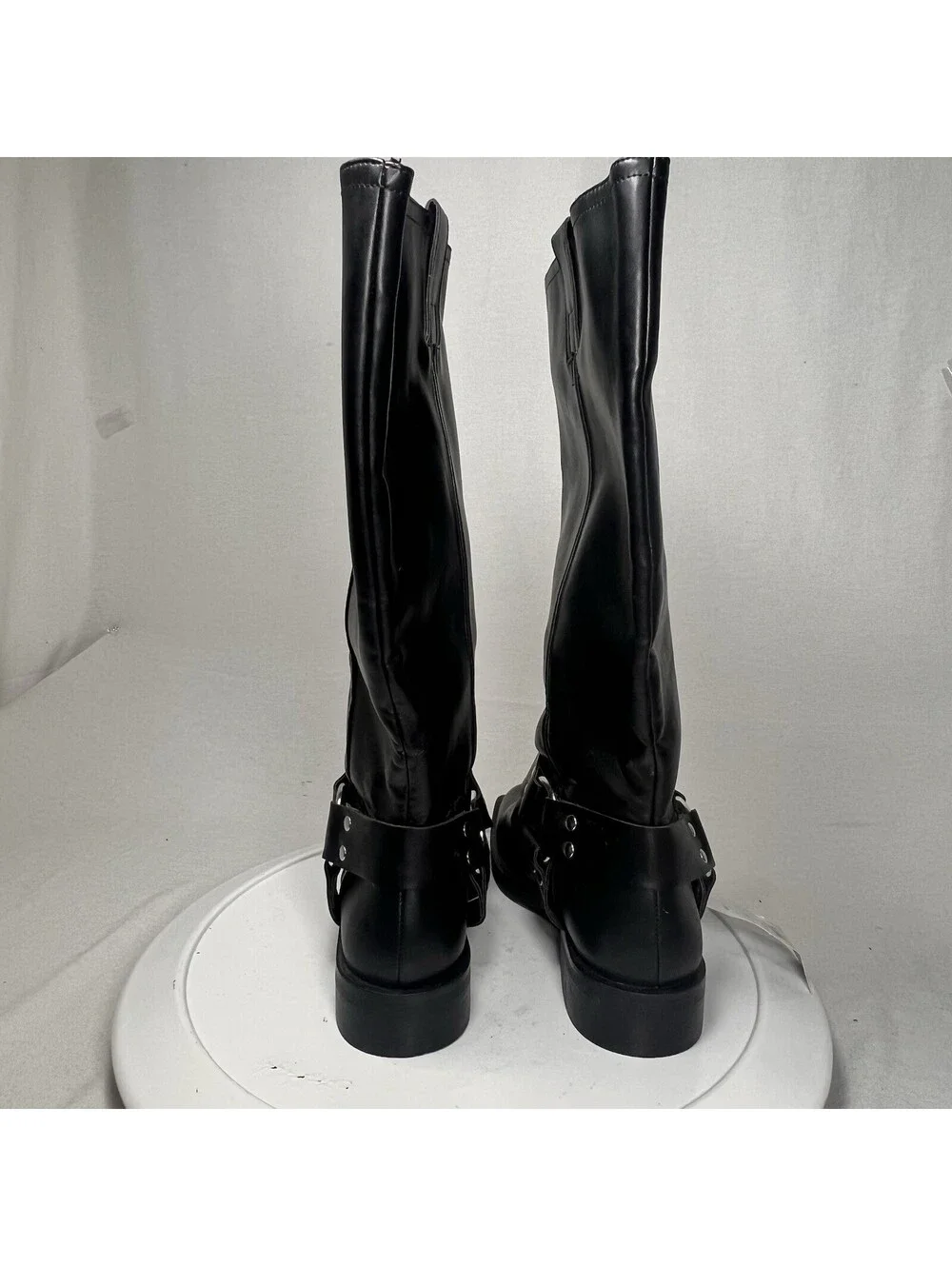 Time and Tru Women’s Faux Leather Tall Moto Harness Boots Size 8.5 New with Tags